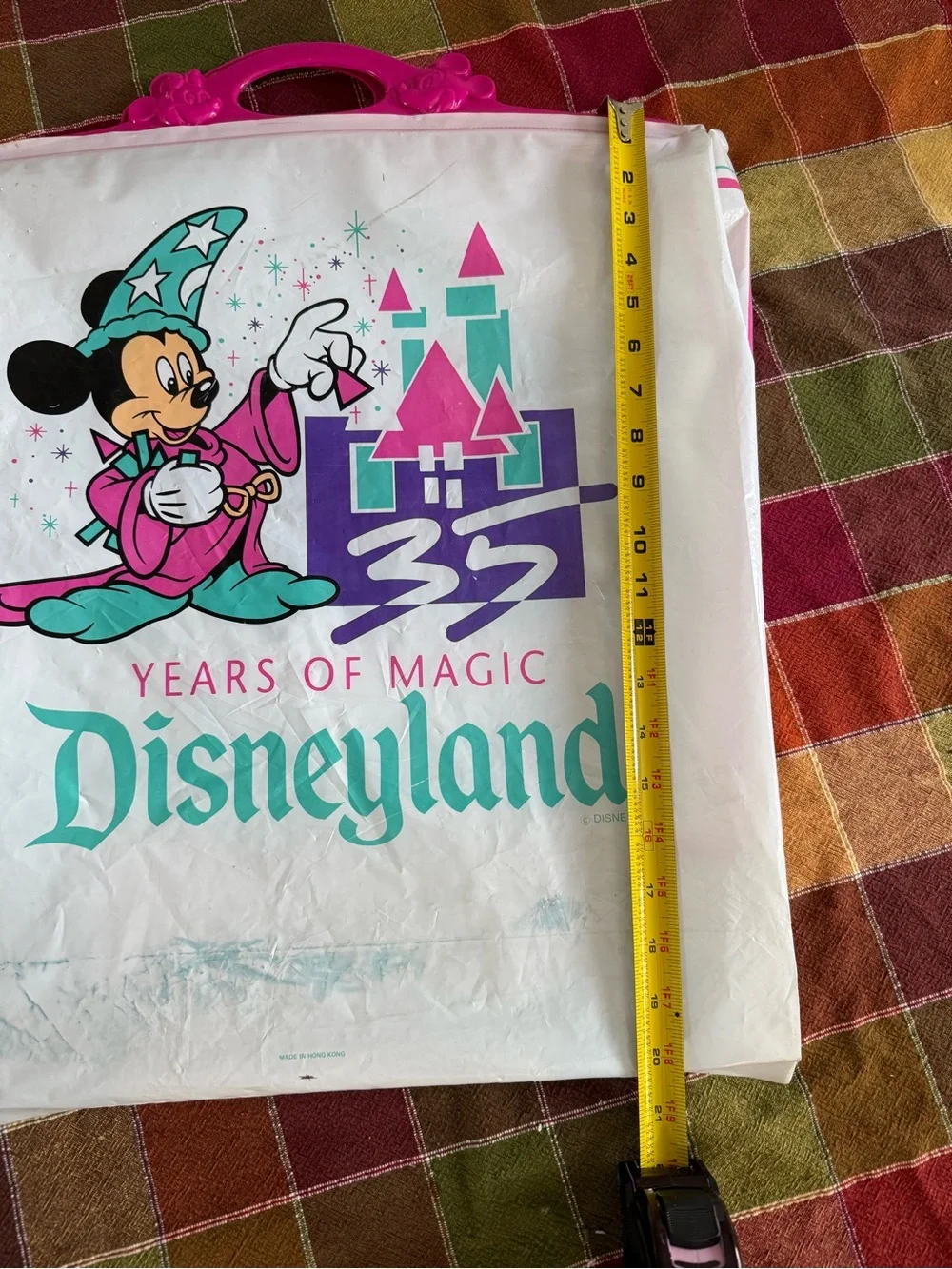 Original VintageDisney 35 Years of Magic Pink & Teal Souvenir Bag c1991
